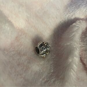 Authentic Pandora Holly Leaf charm retired two tone
